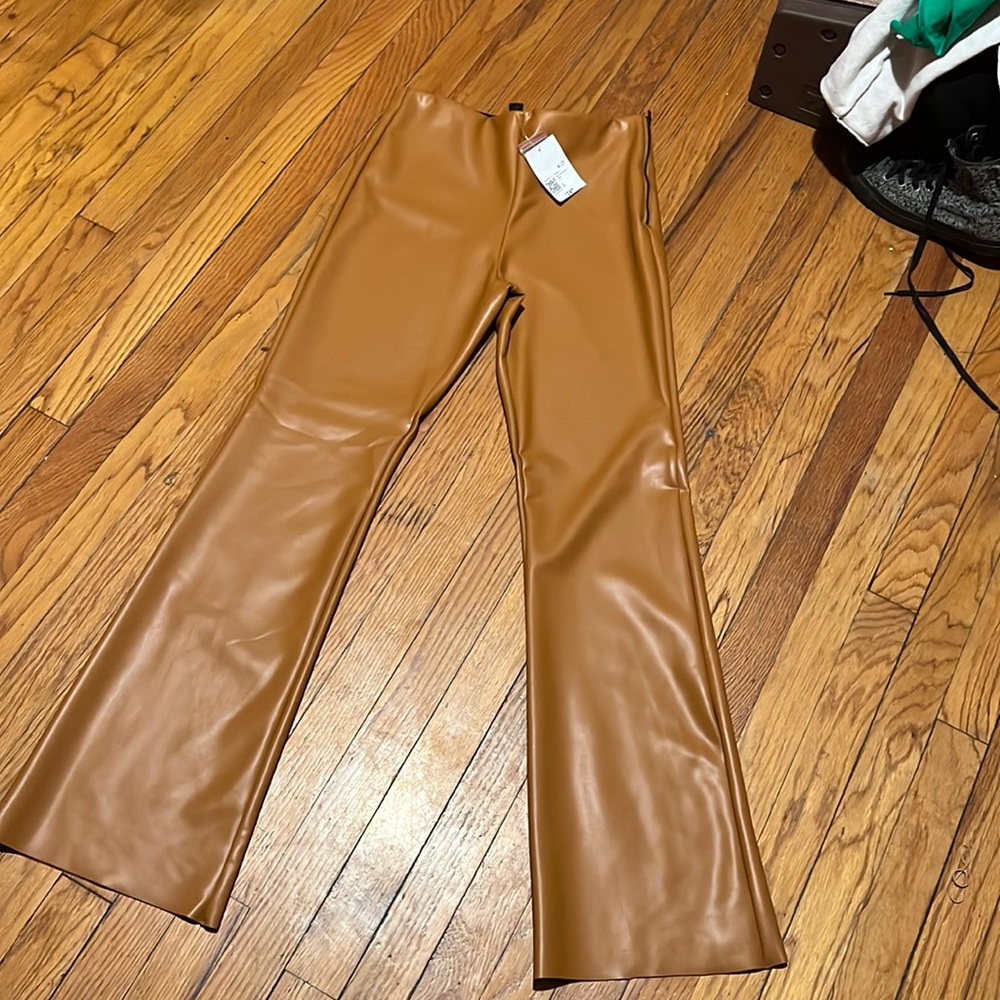 Brown leather pants
